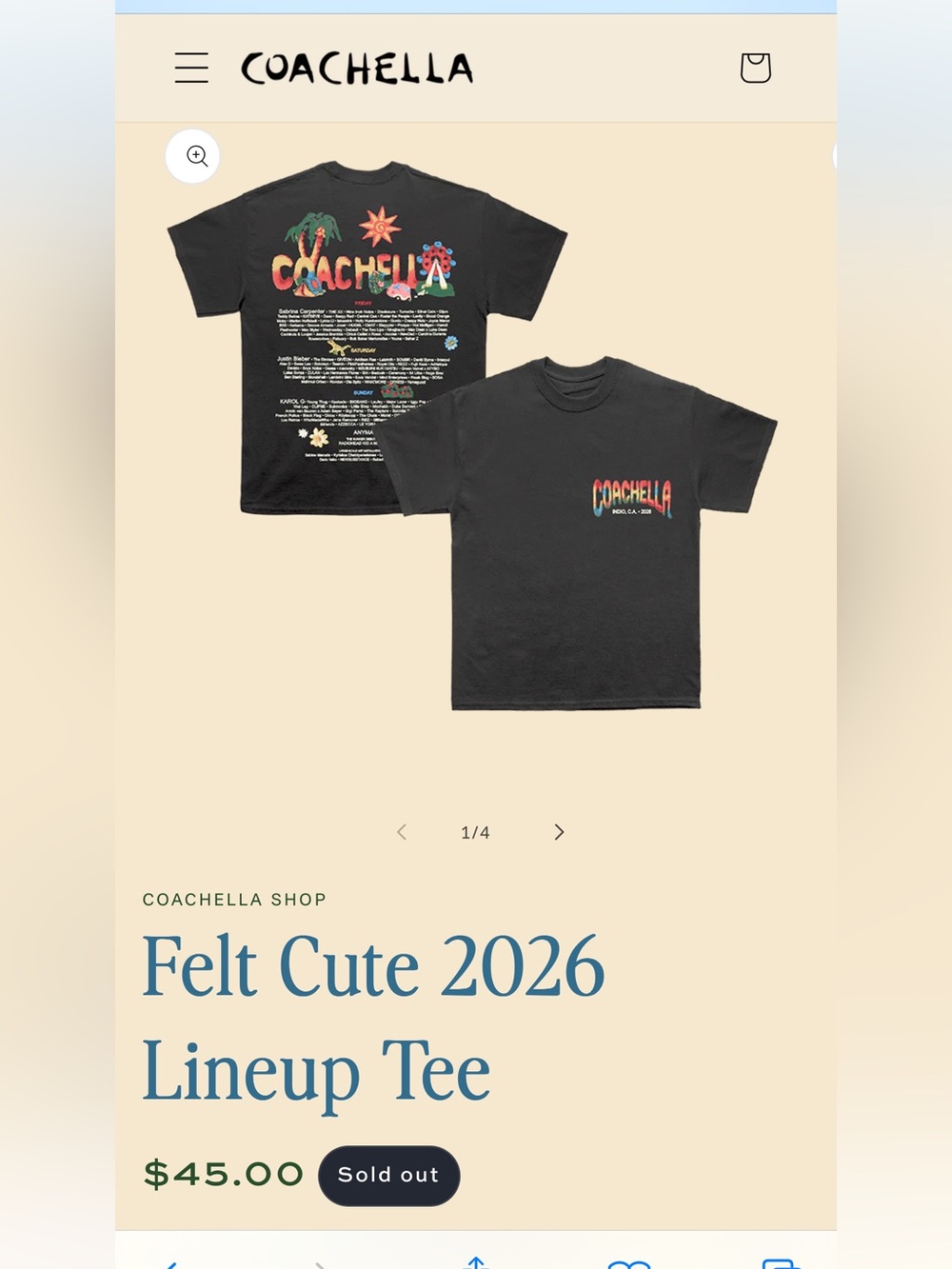 Coachella Felt Cute 2026 Lineup Tee - Black